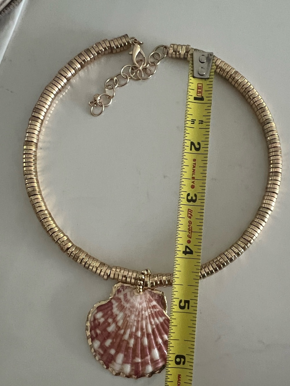Boston proper Gold Beaded Choker with Pink Shell Pendant - Picture 3 of 5
